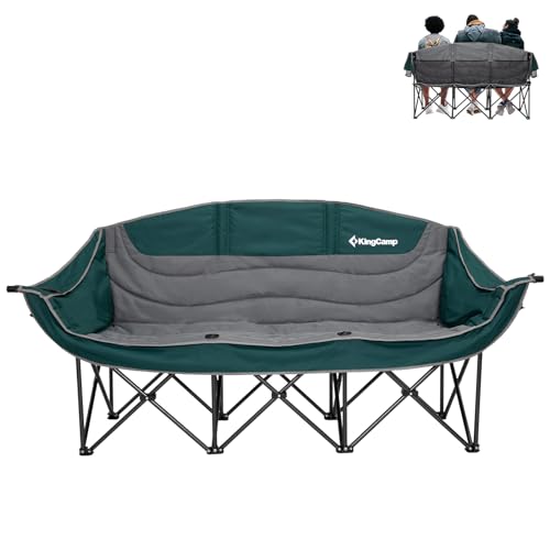 Image of KingCamp 3 Person Camping Chair, Oversized 1100lbs Heavy Duty Loveseat