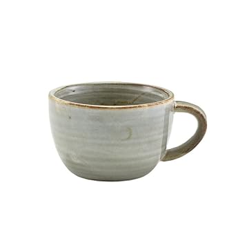 Genware CUP-PG28 Terra Porcelain Coffee Cup, Grey, 285mL Capacity, Pack of 6