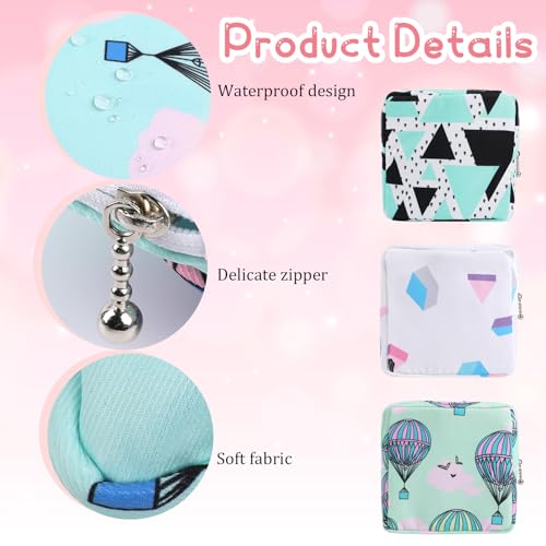 Image of QfwdfcTrenz 3Pcs Sanitary Napkin Storage Bag Period Bag for Teen Girls Zipper Menstrual Pad Bags Tampon Pouch Nursing Pad Holder Menstrual Cup Pouches Portable Reusable Pads Pouch