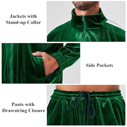 Mens Tracksuit 2 Piece Velour Sweatsuit for Men Casual Full Zip Jogging Suit Jacket Pants Set 5