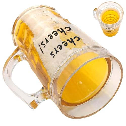 Jarras de Cerveza Para Congelador | Vaso De Cerveza De Doble Capa,450ml Copa De Broma Aislada Para Refrigerador Fiestas Junto A La Piscina Playa Reuniones Familiares Barbacoa En El Patio Festival