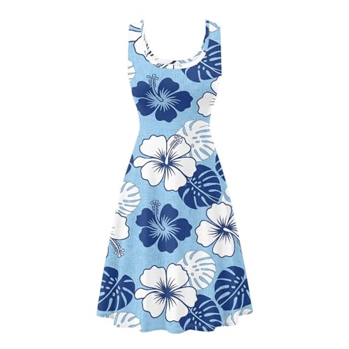 Image of Dreaweet Casual Sleeveless Dresses for Women Girls, Round Neck Tank Dresses with Pockets Summer Sundress Size XS-4XL