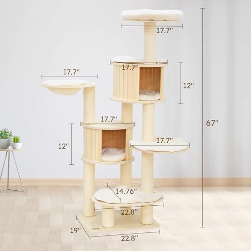 Árbol para gato de madera KAMABOKO 69 pulgadas miniatura 2