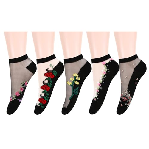 Image of Benefeet Sox Sheer Socks for Women Girls Mesh Ankle Socks Transparent Mesh Lace Sock Cute Thin Nylon See Through Sock