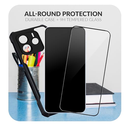 Image of Back Cover Case + Screen Protector for Redmi Note 14 SE 5G | Transparent & Black Mobile Phone Back Case Cover for Redmi Note14 SE | Camera Protection | Redmi Note 14 SE 5G PC Black Case