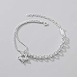 925 Sterling Silber Armband,Unisex Elegant Verstellbares Armband Doppelschichtkette Stern Pentagramm Charme Silber Armreif Für Frauen Mädchen Jubiläumsfest Geburtstag Geburtstag Schmuck Freund Par