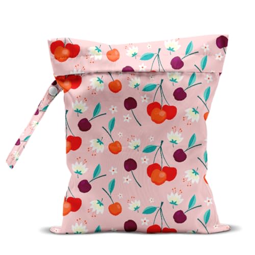 zcyxuuw Wet Bag, Wet Dry Bag, Waterproof Swim Bags, Machine Washable Reusable Bags for Beach, Pool, Diapers, and Dirty Yoga Gym Clothes(Cherry Blossoms and Cherries Print