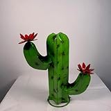 Mini Metal Saguaro Cactus - Metal Garden Decor (Green)