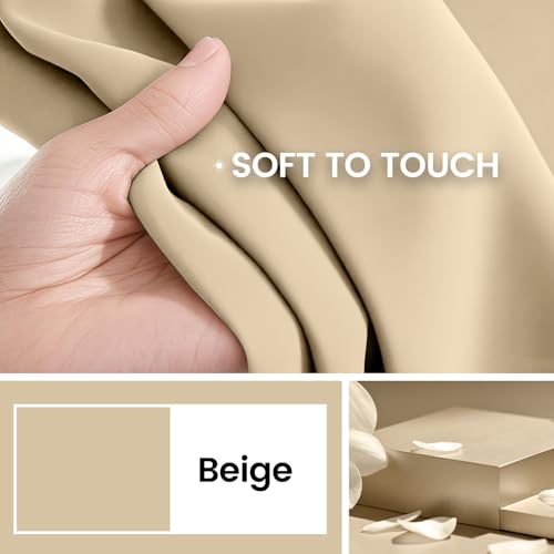 Image of COSVIYA 100% Beige Blackout Curtains for Living Room 84 Inches Length | Room Darkening Light Blocking Drapes for Bedroom, Grommet Thermal Insulated Window Panels with Black Liner, W52xL84,2 Panels