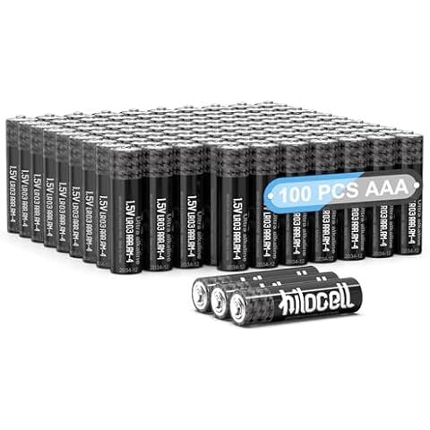 hilocell AAA Batteries 100 Pack, Triple A Alkaline Battery, Heavy Duty Max Power Ultra Long-Lasting Durable 10-Year Shelf Life 1.5v Batteries for TV Remote Controller 100 Count Cover