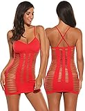 ❤Paket-Inhalt：1 x-Frauen- Mesh Dessous Kleid. Verstellbarer Träger. Netz und Loch Design. Super dehnbarer Stoff für verschiedene Körperformen geeignet.