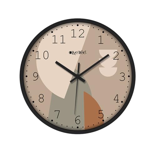 Image of Olive Tree Wall Clock 12 inch Silent Quartz Decorative Multicoloured Wall Clock Non-Ticking Classic Clock Battery Operated Round Easy to Read for Room /Home /Kitchen /Bedroom /Office /School - 9045