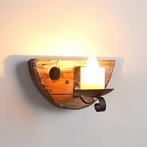 Aplique de pared retro de madera y bambú con diseño de velas para bar y restaurante