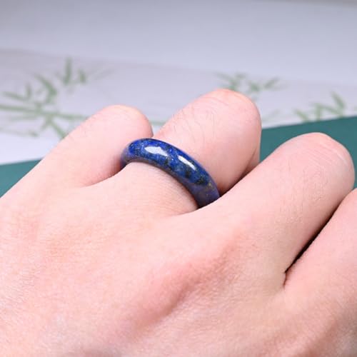 Blue Jade Ring Band for Women Men, Natural Gemstone Stackable Eternity Band Ring2
