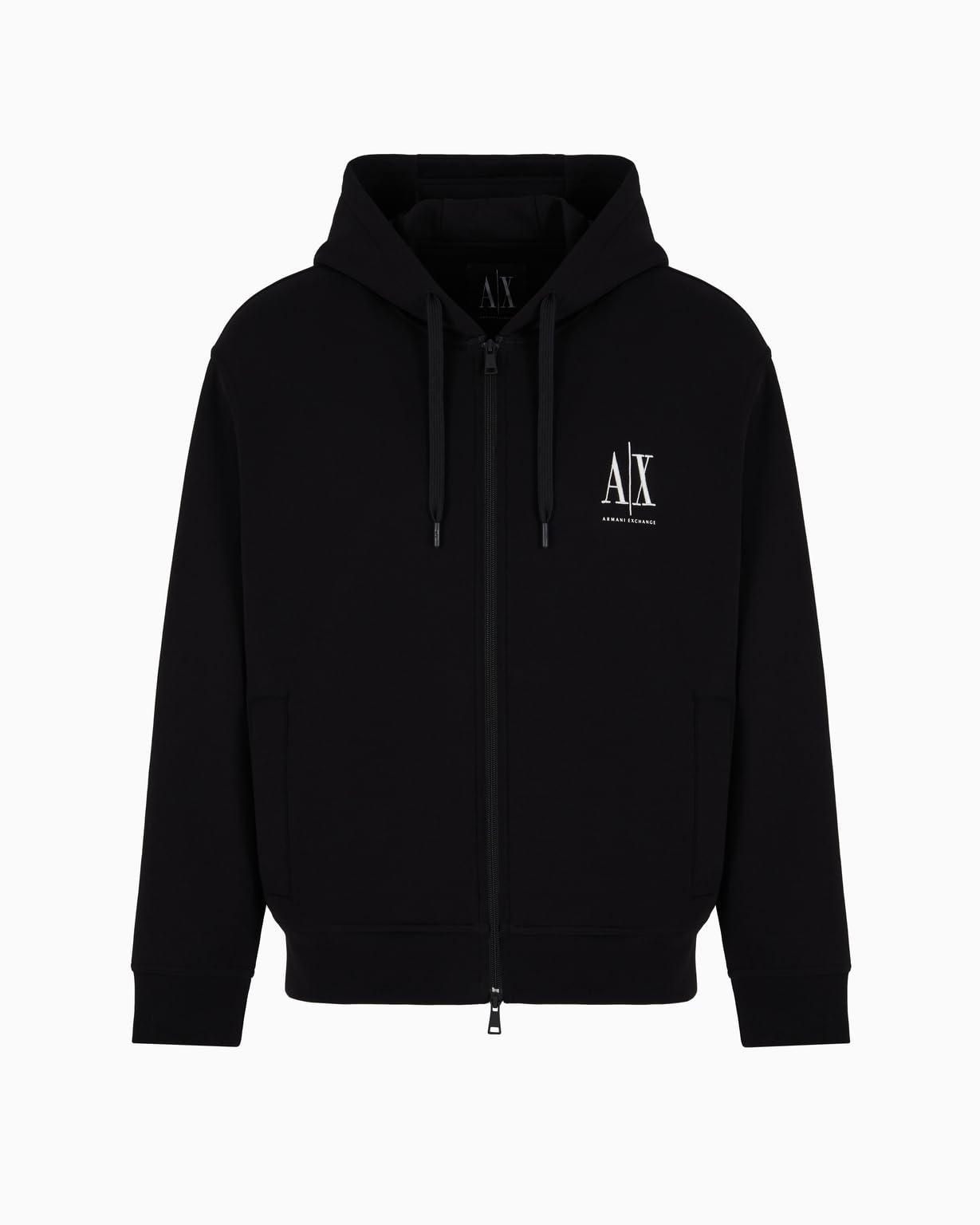 Armani Exchange Men's, Icon project, emboidered logo, full zip Hooded Sweatshirt, Black, S