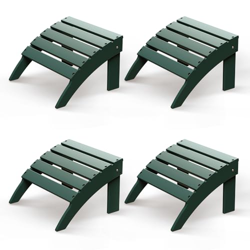 GREENVINES Adirondack-Ottoman | Set of 4 | HDPE Plastic | Outdoor Footrest | All Weather | Foot Rest | Foot Stool | Forest | for Adirondack Chair | fo