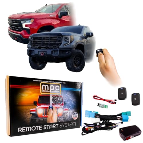 Image of MPC Remote Start Kit for Chevy Silverado /GMC Sierra 1500 /2500 /3500 2015-2023 || 2X Long Range 2,000ft 1-Button Remotes || Plug and Play || Key to Start Only || USA Tech Support