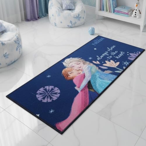 Image of Athom Living Disney Frozen Sisters Runner Carpet 2x4.5 Ft, Soft Printed Mat with Anti-Skid Backing, Durable Washable Runner for Kids Bedroom, Play Area & Playroom Decor