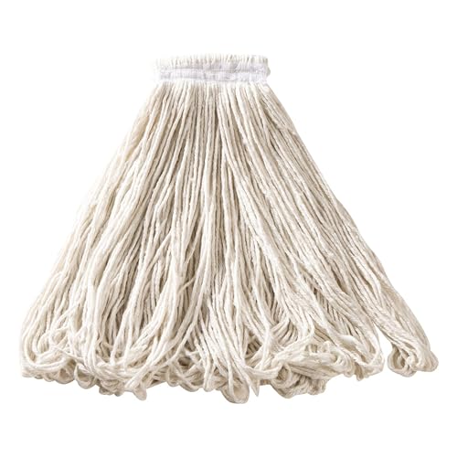 Rubbermaid Commercial Products Universal Headband Mop Head Replacement, 24-Ounce Capacity, White, Heavy Duty All Pro Rayon Industrial Wet Mop for Floor Cleaning/Finishes on Title/Hardwood/Sealing image 4