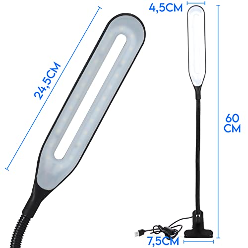 Luminária De Mesa Articulada com Grampos Abajur Flexível Usb Quarto Sala Escritório Leitura Estudos