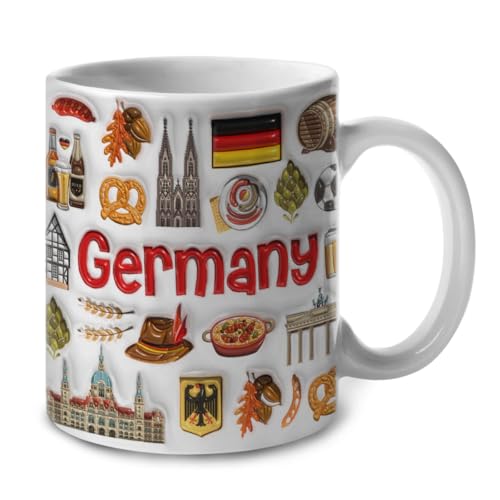Taza de cerámica Lotacy Germany símbolos coloridos 11oz miniatura 1