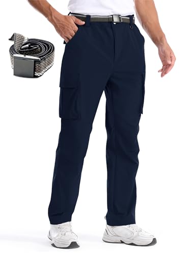 BondiTrekk Pantalones de senderismo para hombre, de secado rápido, ligeros, pantalones de trabajo elásticos y resistentes al agua para actividades al aire libre, azul oscuro, XL
