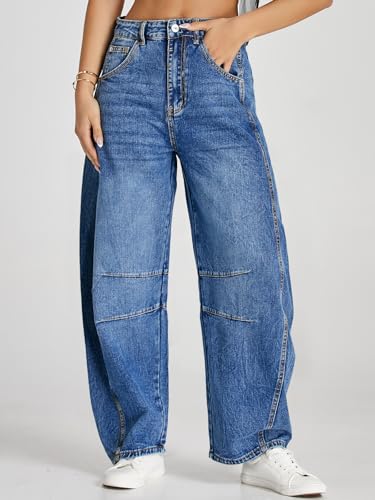 Cicy Bell Womens Baggy Barrel Jeans Boyfriend Wide Leg Mid Rise Balloon Denim Ankle Pants2
