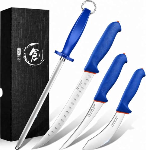 DRAGON RIOT 4 Piece Butcher Knife Set Brisket...