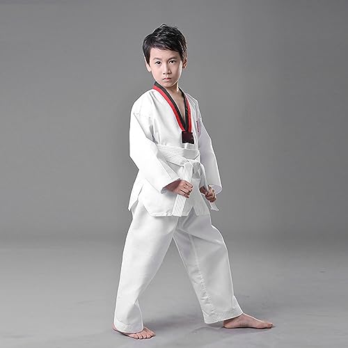 VGEBY Traje de Taekwondo Dobok Uniforme de Entrenamiento de Taekwondo Resistente y Cómodo y Transpirable para Niños de Altura 136-146 Cm