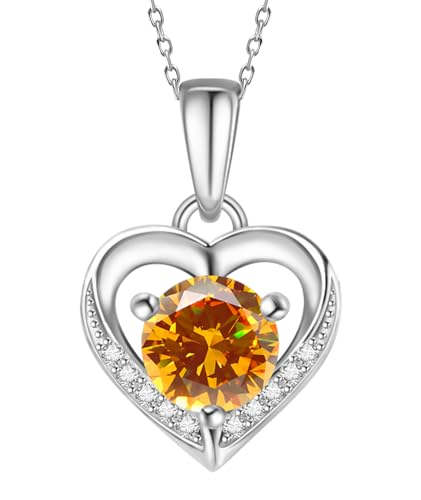 Eastlily Heart Yellow Topaz Necklace for...