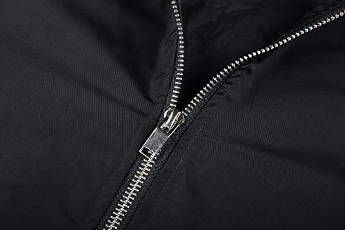 Crysully Men's Windbreaker Classic Bike Motorcycle Jacket Black #TOP4