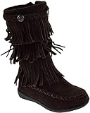 JELLY BEANS Bohola Toddler Girls Side Zipper 3 Layer Fringe Moccasin Boots Brown 9