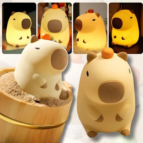 Luz Noturna Fofa de Silicone Regulável para Berçário Lâmpada de T...