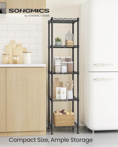SONGMICS Storage Shelf, Metal Wire Shelving Unit, Adjustable Shelves, for Garage, Bedroom, Living Room, Kitchen, Pantry, 5 Tier, 30 x 30 x 121 cm, Ink Black ULGR123BH01 — view 2