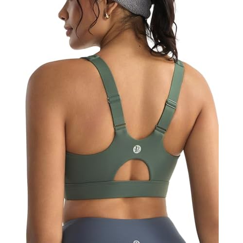 RUNNING GIRL Sports Bras for Women High Support,Adjustable Racerback Molded Cup Sports Bra Yoga Athletic Workout Bra Dark Green X-Large