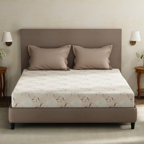 Image of Layers 100% Cotton King Size Bedsheet Set | Brown Floral Print | 120 TC Forever Collection | Soft & Breathable | Washable Bedsheet with 2 Pillow Covers | All Season