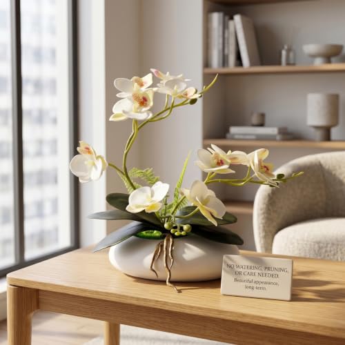 Orquídeas Artificiales blancas de gran realismo en maceta 5