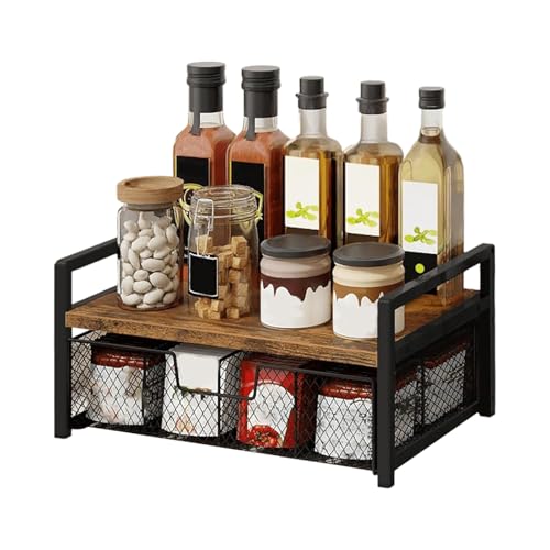 Design a scaffale robusto: realizzato con un robusto e robusto ripiano in metallo, questo supporto per bustine da tè funge da supporto per cancelleria da ufficio e da organizzatore stagionale della cucina, offrendo un deposito versatile affidabile per una migliore organizzazione della casa in vari ambienti come cucine, spazi di lavoro e altro ancora.