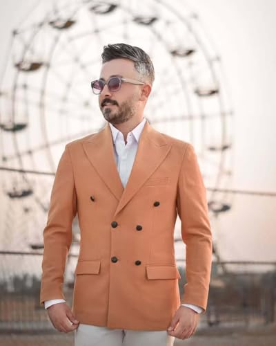 Men's Double Breasted Blazer Lightweight Sport Coat Blazers Solid Casual Suit Jackets for Men3