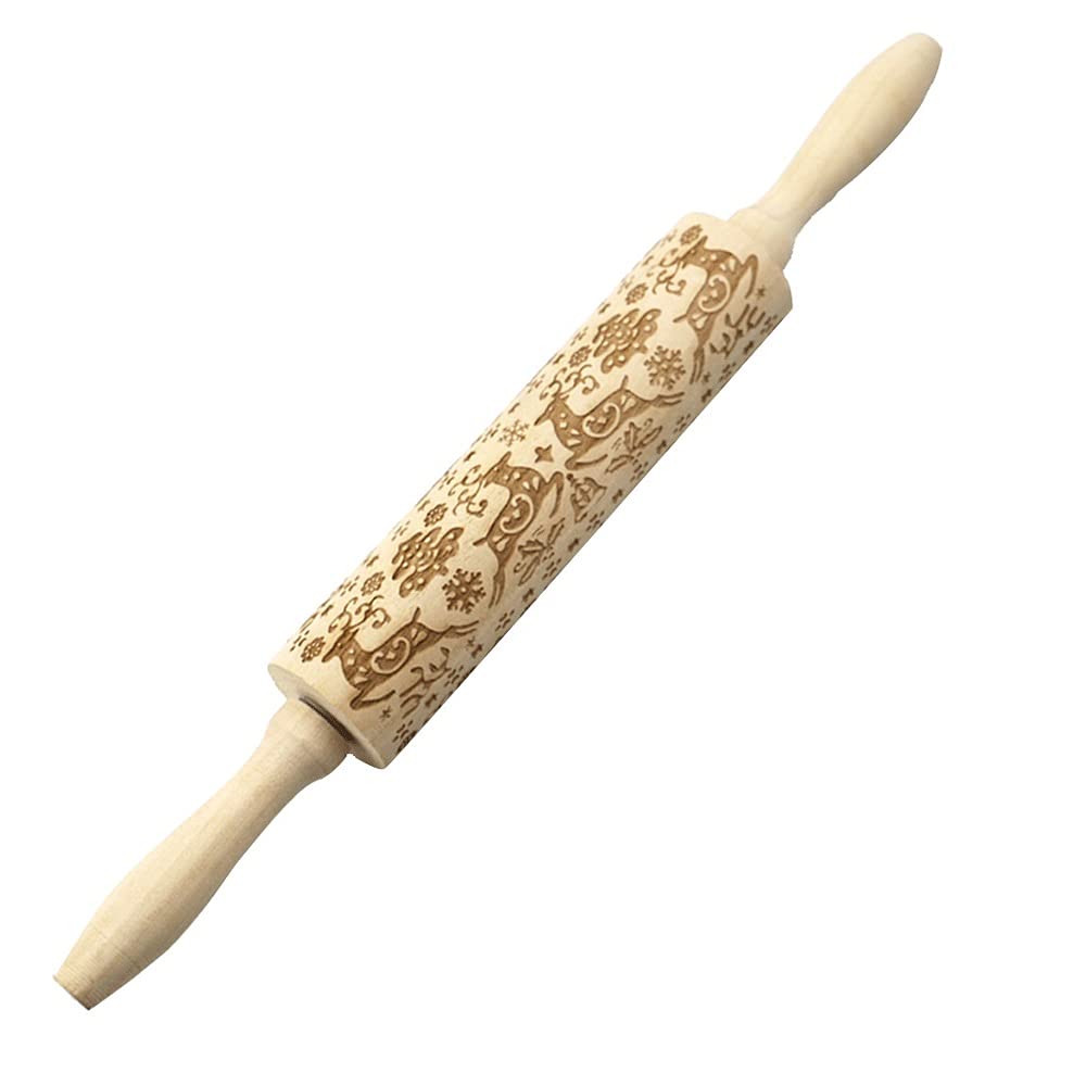 Rodillo con Relieve de Madera, Fondant, Masa para Pasteles, Galletas, Fideos, Galletas, patrón de Flores, Rodillo Grabado para envío Directo (C)