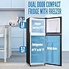 WANAI Large Capacity Fridge with Freezer, 5.0 CU.FT Refrigerator with 2 Door & 7 Gear Mechanical Control & Side Bottle Rack, LED Light, Ideal for Dorm, Kitchen, Apartment, Office, Black