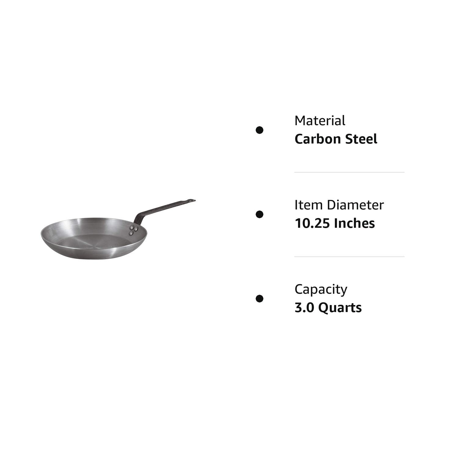 BelleVie Heavy-duty Carbon Steel Frying Pans Series (Dia. 10 1/4" x Ht. 1 1/2")"