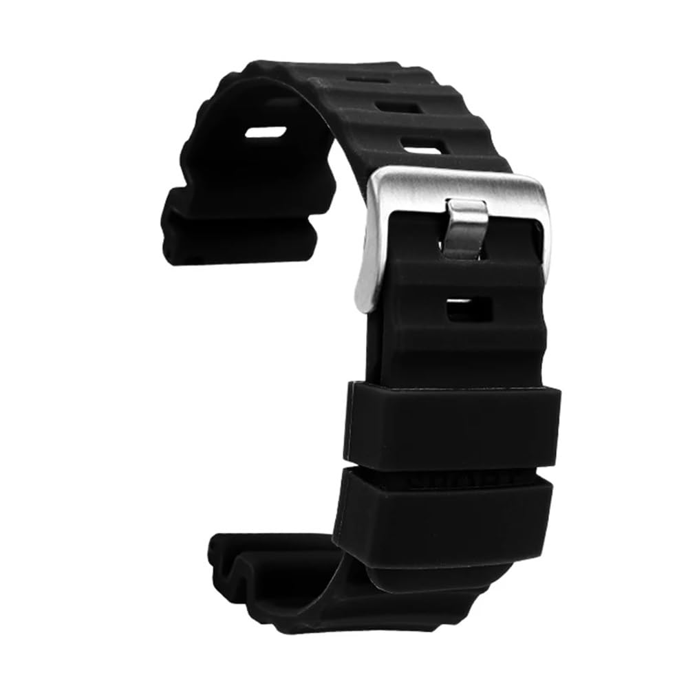 Hutbuveaw Men's 332 Black 24Mm Silicone Strap Compatible For Casio Protrek Series Prg-600Yb/650/5571/Prw-6600Y/Yb Sports Rubber Bracelet Accessori(332 Black)