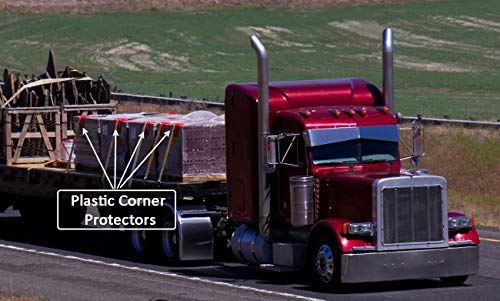 Mytee Products 20 Pack 4" Flatbed Edge Protectors With Carrying Case - 4" Winch Ratchet Straps Plastic Corner Protectors For Flatbed Cargo Load - Yellow #TOP2