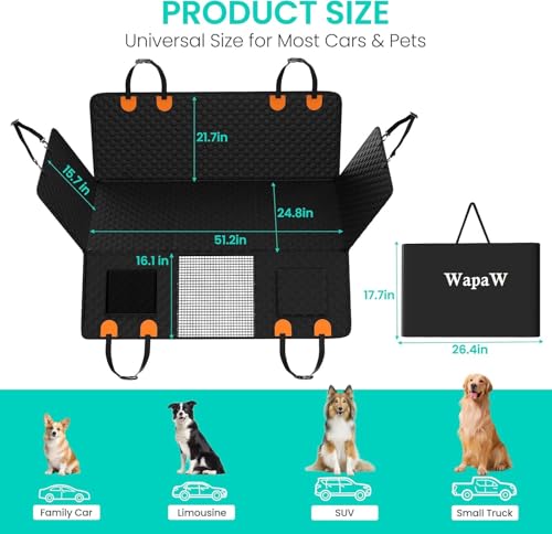 Image of Dog Car Seat Extender with Hard Bottom and Mesh Window, Waterproof Backseat Protector for Car, SUV, Truck Travel and Camping