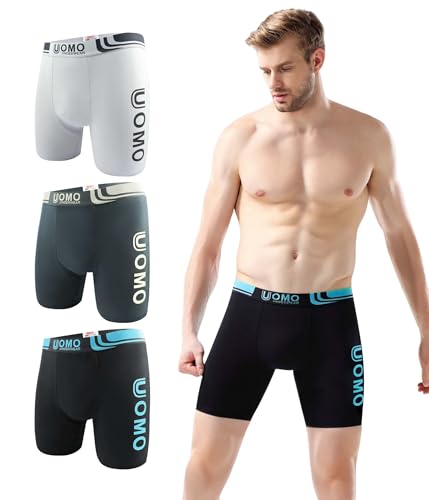 Trendy Boy Men’s Extra Long Boxer Shorts – Cotton Stretch Trunks Underwear, 3-Pack Classic Fit (1739-C1, 3XL)