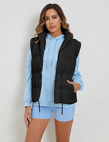 VAOYIU Womens Puffer Vest Adjustable Drawstring Waist Lightweight Quilted Zip Up Vest with Pockets4
