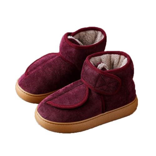 JadeRich Unisex Warm Plush Winter Bootie Slippers Soft Cozy Corduroy Fleece Lining Non Slip Thick Sole Indoor Boots