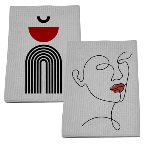 Modern Art Towel Set – Abstract Geometric & Line Face