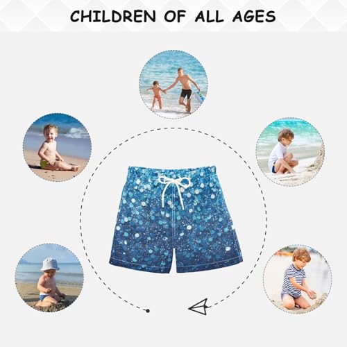 Pigsaly Boys Swim Trunks Bright Ocean Blue Seafoam Gradient Flashing Glitter Boys Board Shorts Swimsuit Swimwear 2T 5